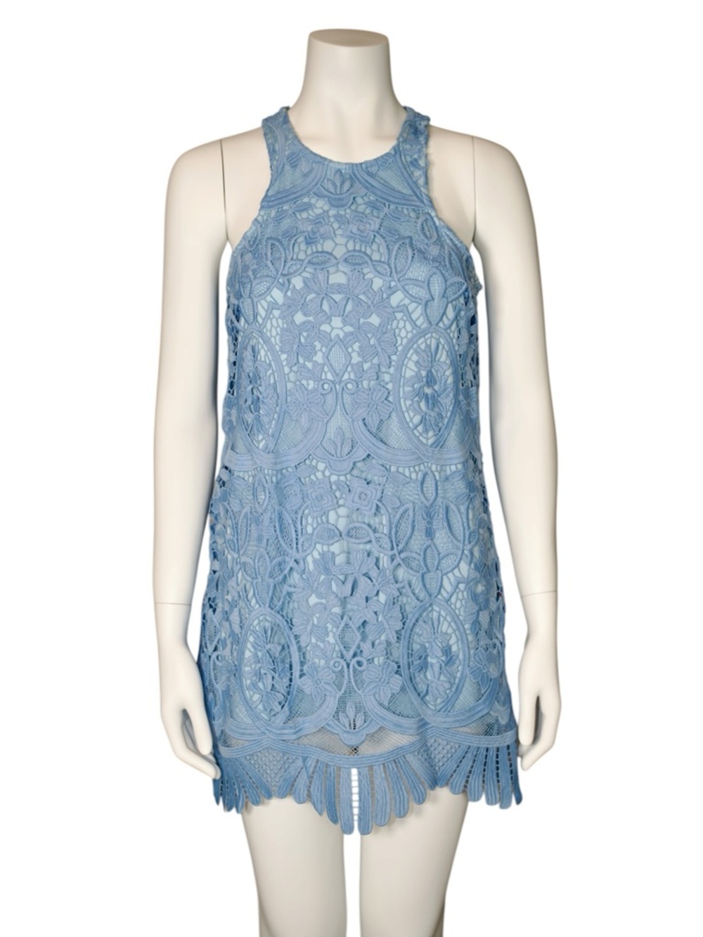 Lovers and Friends Caspian Shift Dress Light Blue Mini Crochet‎ Lace Size XS